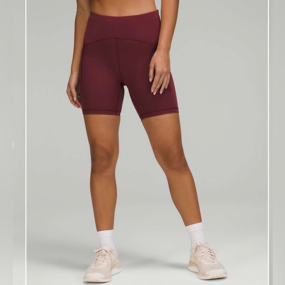 Lululemon Power thru high rise shorts 6” in red merlot